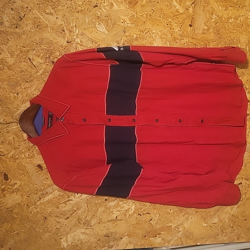 Nautica Color Block Striped Vintage Preppy Button Up Shirt